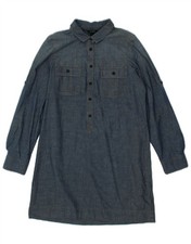 J. CREW Womens Long Sleeve Denim Dress UK 14 Medium Navy Blue Cotton BL03