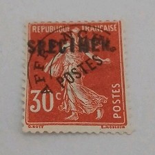 Timbre France Semeuse rouge 30c Poste Affranchi Spécimen Signé