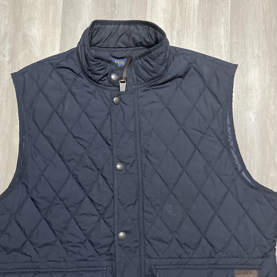 Ralph Lauren Country Navy Blue Diamond Quilted Padded Gilet Size XL - Image 3 of 4