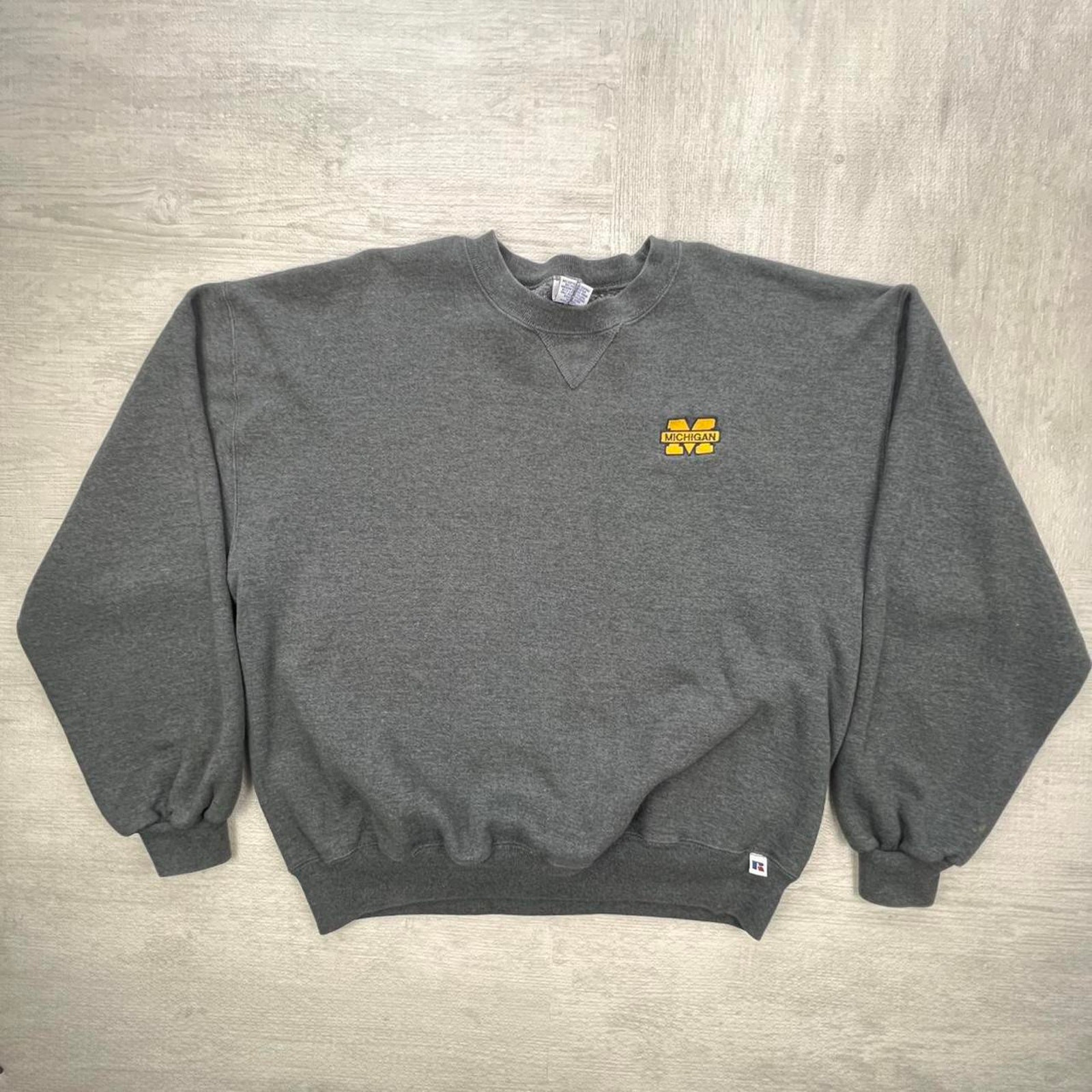 Vintage 90s Michigan Wolverines Sweatshirt Size: XL Grey Yellow NCAA College