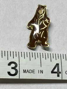 Standing Brown Grizzly Bear Enamel Metal Lapel Pin