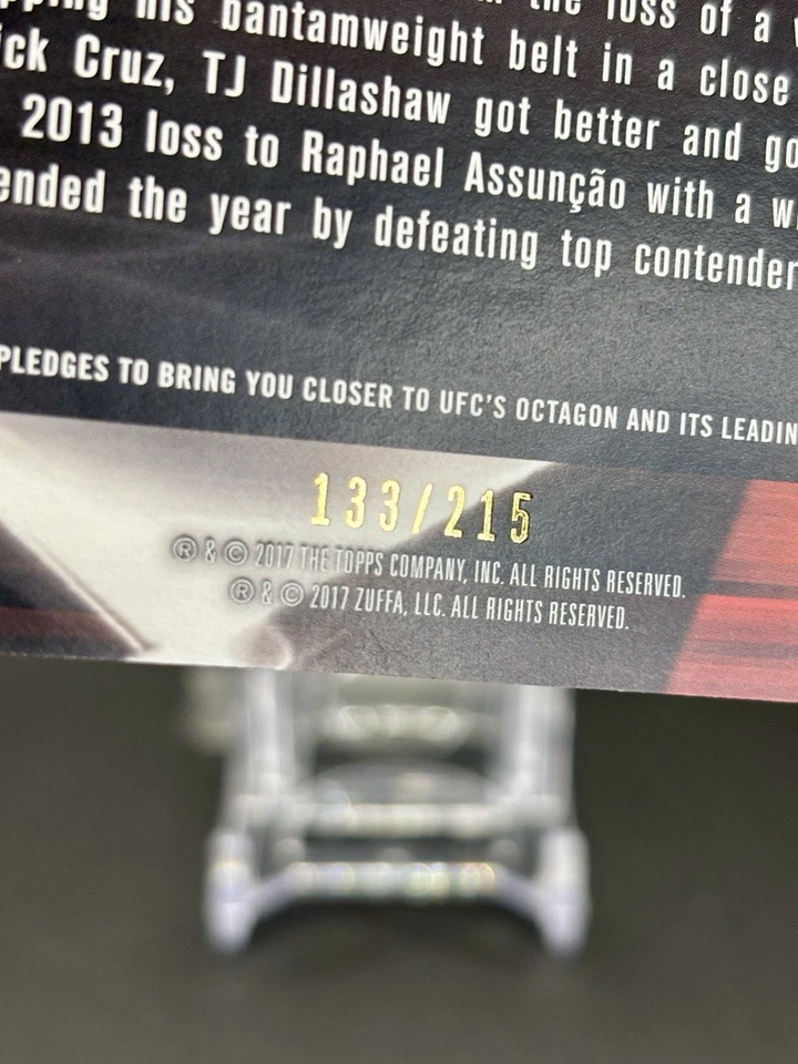 2017 Topps UFC Knockout Green Parallel Card #133/215 TJ Dillashaw #14 - Image 2 of 3