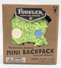 New Green FUGGLER Mini Backpack With Notebook Stickers Keyring Felt Tips