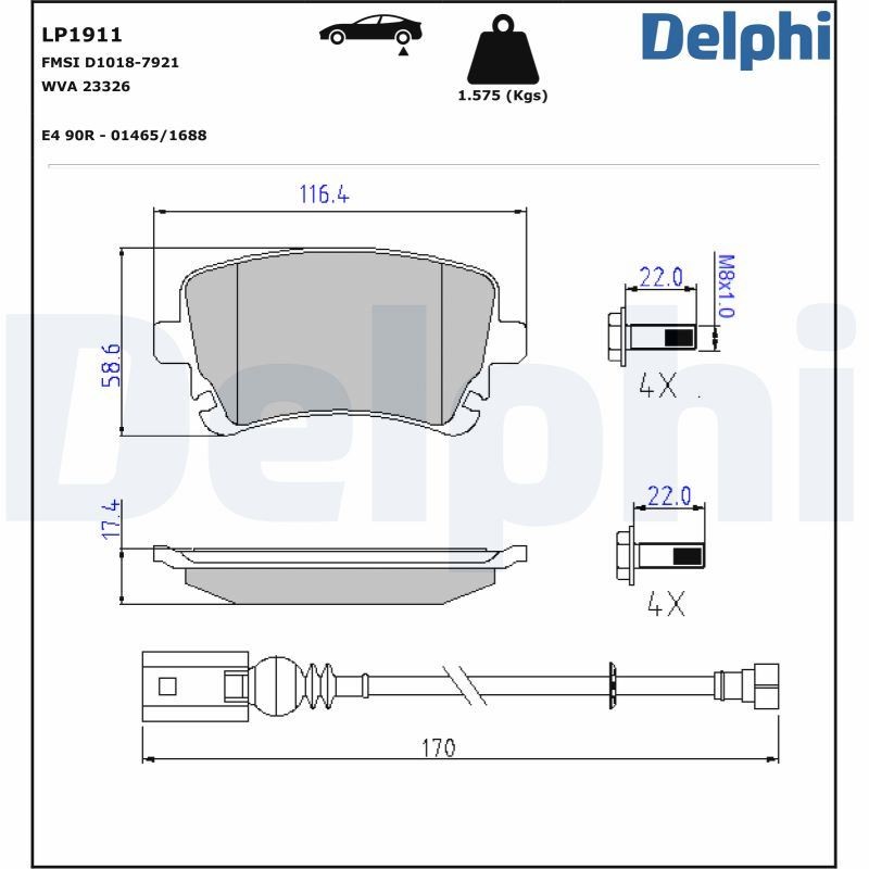 Bremsbelagsatz, Scheibenbremse LP1911 DELPHI für VW TRANSPORTER T5 Bus - Bild 4