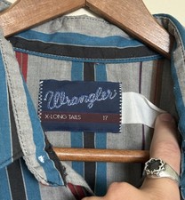 VTG Vintage 90s Wrangler Striped Brushpopper Western Pearl Snap X-Long Tails XL