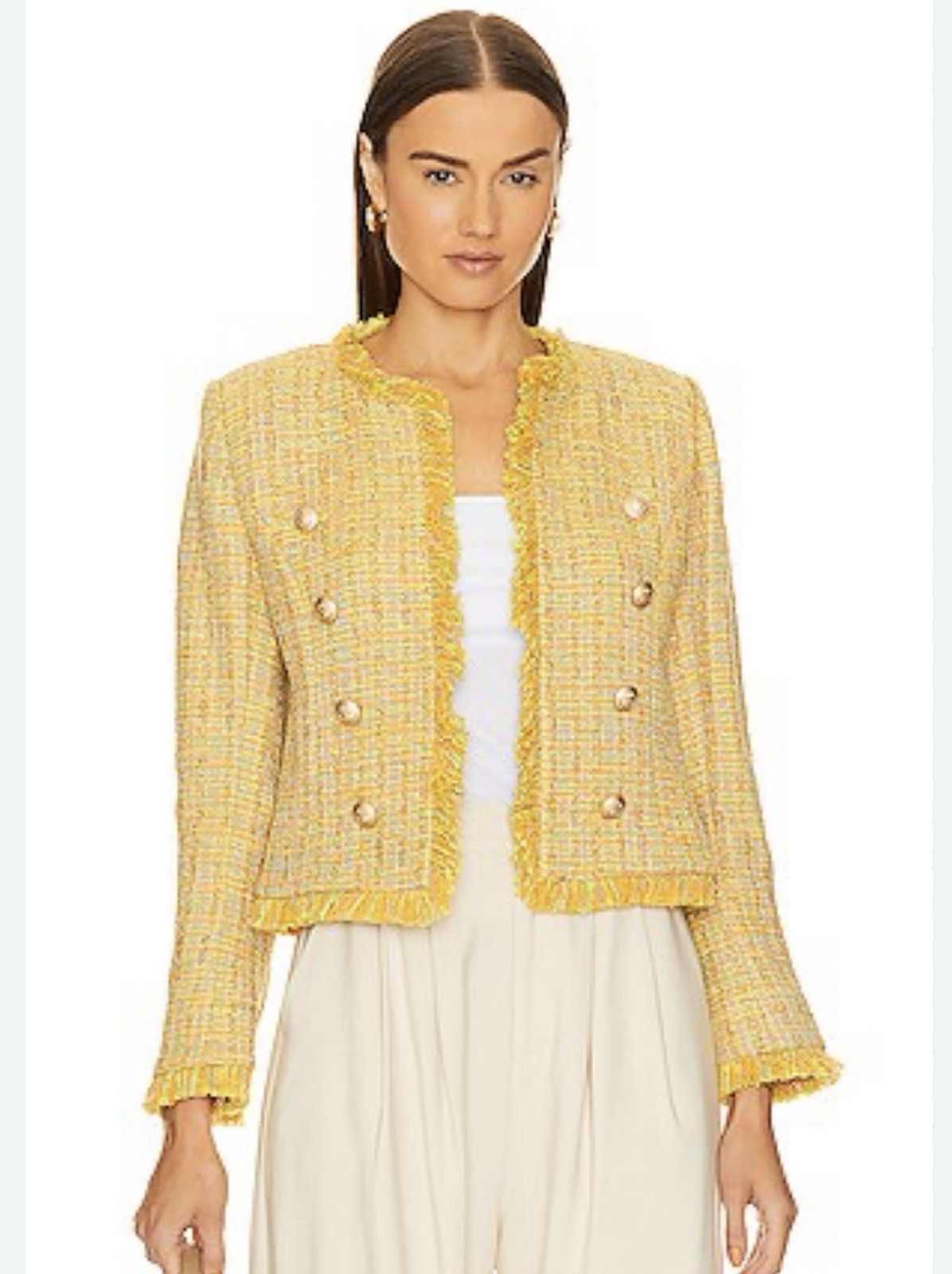 L'agence Tinlee Yellow Tweed Blazer Size 8
