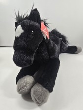 Aurora World Plush Black Horse With White Spot 12" Bean Bag- WITH TAGS