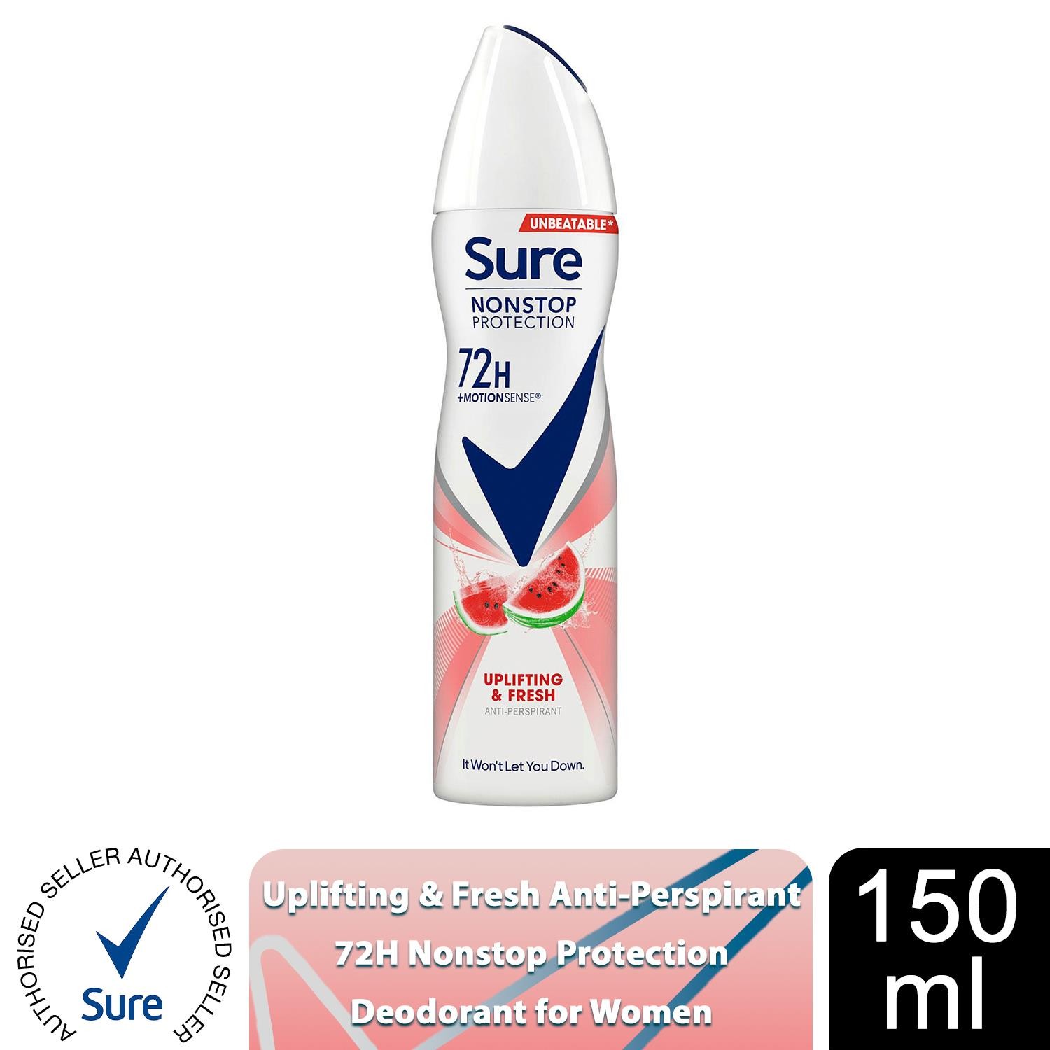 Sure Women Anti-Perspirant 72H Nonstop Protection Deo Uplifting & Fresh, 150ml