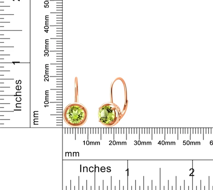 925 Silver Rose Gold Plated 2.86 Ct Round Cut Peridot Women Dangle Drop Earrings - Image 4 of 4