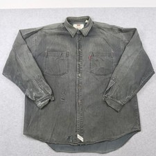 Vintage Levis Mens XL Denim Work Shirt Faded Black Distressed Long Sleeve