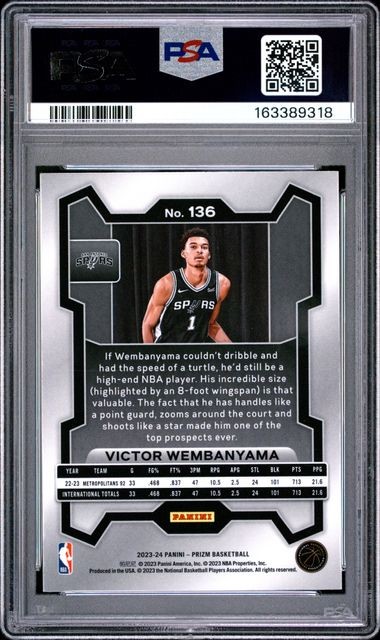 2023 PANINI PRIZM #136 VICTOR WEMBANYAMA RC PSA 9 (ZY view 2
