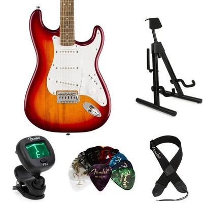 Squier Sonic Stratocaster Electric Guitar Essentials Bundle - Sienna Sunburst