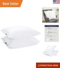 Plush Duck Feather Down Bed Pillows - Double-Layer, 2 Pack for Ultimate Comfort