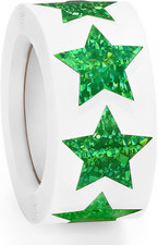 500 PCS Holographic Green Star Stickers, 1 Inch Self-Adhesive Glitter Stickers