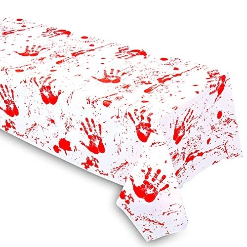 Mantel rectangular Grabo Bloody Zombie, 108 x 54 pulgadas, polietileno, blanco, Foto 2 de 4