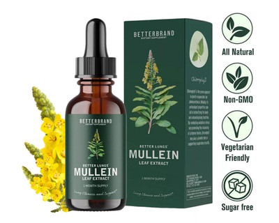Mullein Leaf Extract Vegan Drops for Lung Cleanse & Respiratory Function 60ml.