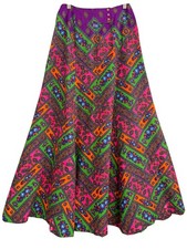 Vintage 70's Mod Psychedelic Paisley Floral Print Maxi Skirt A-Line Small Hippie