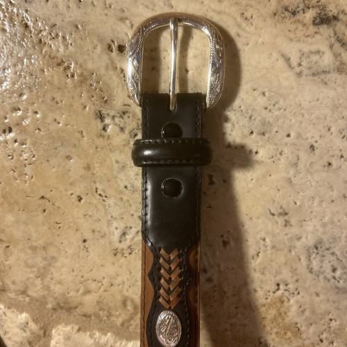 Nocona Youth Belt Size 20-24” Brown Leather Western Silver Buckle - Picture 7 of 8