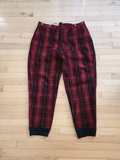 Vtg Woolrich Wool Mackinaw Red Black Plaid Hunting Pants Mens 36x30 USA Made