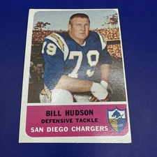1962 Fleer Football Bill Hudson Card #85 R or Sharp Stunner San Diego Chargers