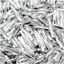 Miyuki Twisted Bugle Beads 12mm x 2mm Silver Lined Crystal 50 Gram BULK bag