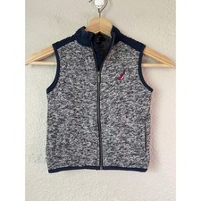 Nautica Boys 24M/2T Speckled Gray Zip Up Vest Nautical Logo Outerwear