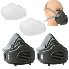 2Pack Work Facepiece Half Face Gas Mask Cover Painting Spraying Respirator
