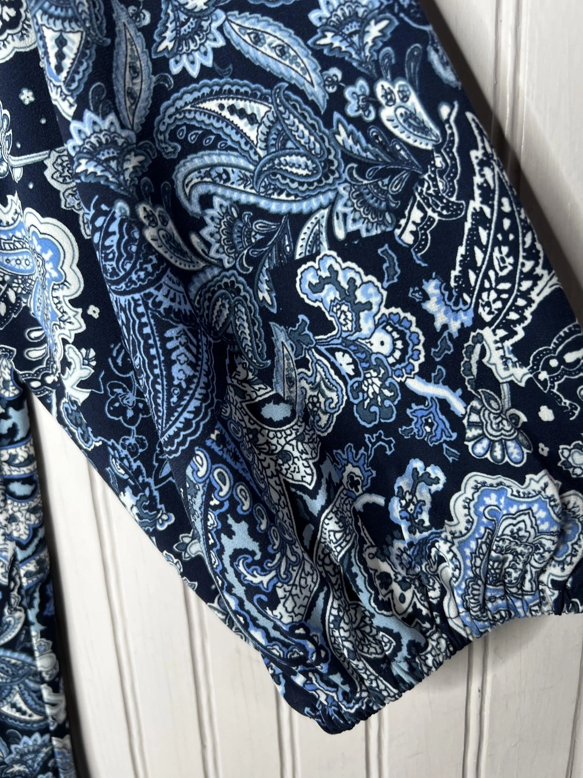 Abito Michael Kors donna grande paisley boho scollo quadrato manica 3 4 nuovo con etichette $135