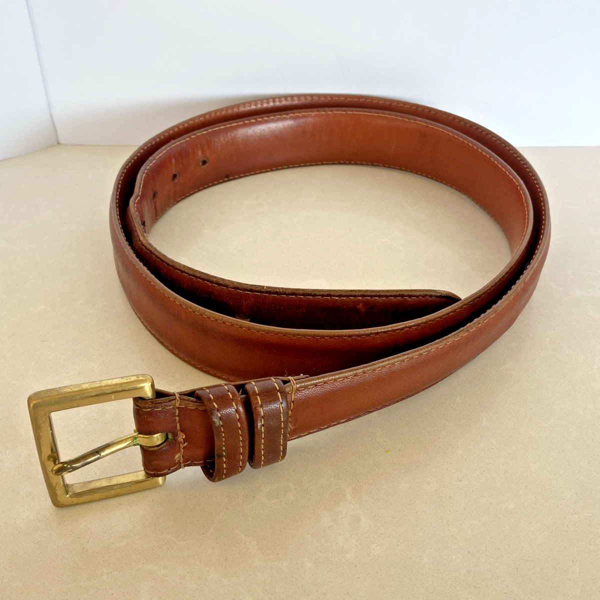 Vtg Coach Leather Belt 40” Glove Tanned Cowhide British Tan  display picture 1