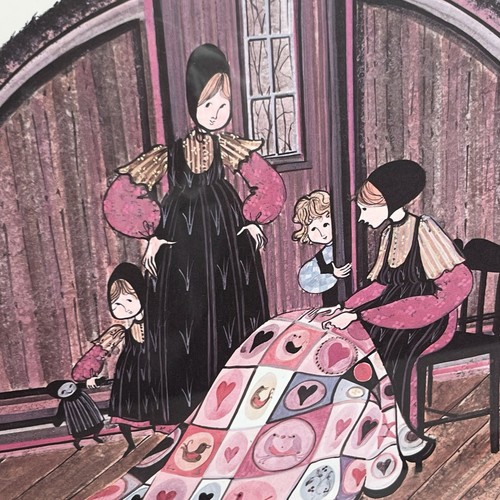 P Buckley Moss "Family Heirloom" 1985 Quilting Framed Matted Signed Lithograph - Picture 4 of 16