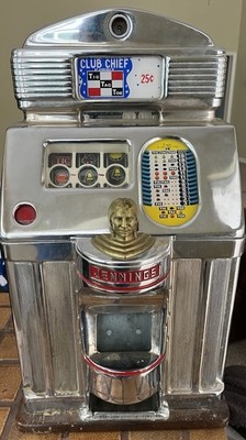 Jennings 25c Club Chief Slot Machine Tic Tac Toe Indian Head