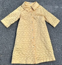 VTG GAYMODE JCPENNEY Butterscotch Quilted Embroidered Robe Housecoat Sz M
