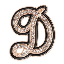 Rhinestone Letter Brooch Pins, Initial Letter D Broaches Lapel Pin, Gold Tone