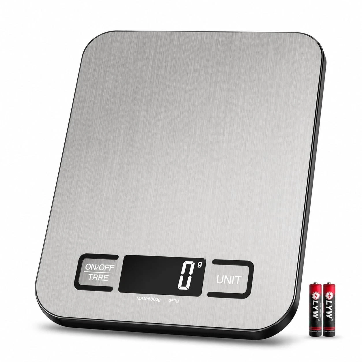 Digital Food Scales, 5.49 x 7.12 x 0.6 inches, Silver Tray + Black Frame