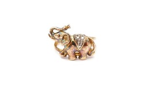 Authentic Ross Simons Gold Plated Sterling Silver 925 Diamond Elephant Ring Size 7