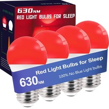 ZEQIDOU 630nm Red Light Sleep Bulbs, 100 Blue Light Blocking, Dimmable E26