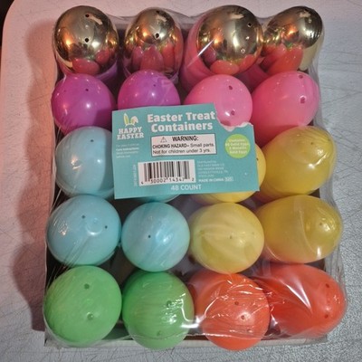 48 Count Plastic Easter Egg Treat Containers-NIP