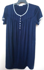 Ekouaer Nightgown Women Sleep Dress dark Blue Lace Trim Stretch Comfy Size M