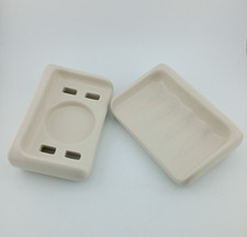 Vintage Ceramic Wall Mounted Soap Dish & Matching Toothbrush Holder Off White