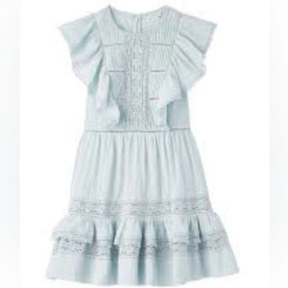 Rebecca Taylor浅蓝色棉质蕾丝连衣裙6 — 第 3/4 张图片