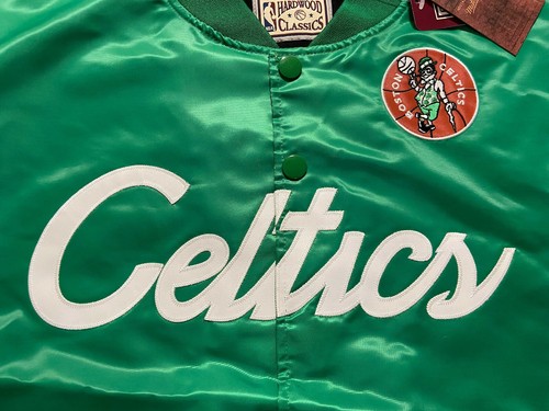 Mitchell & Ness NBA Boston Celtics Satin Bomber Jacket Button Snap Retro 2XLT - Picture 5 of 11