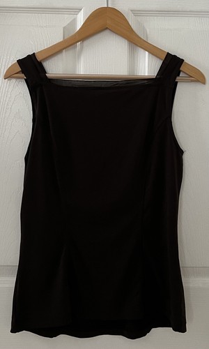 CAbi #839 Size M Black Stretch Sheer-Neckline Darts Tank Top 90s Y2K EUC - Picture 4 of 15