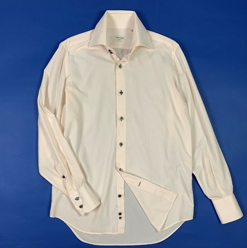 Callisto campora camicia uomo usato M 40 shirt man manica lunga rosa T5745