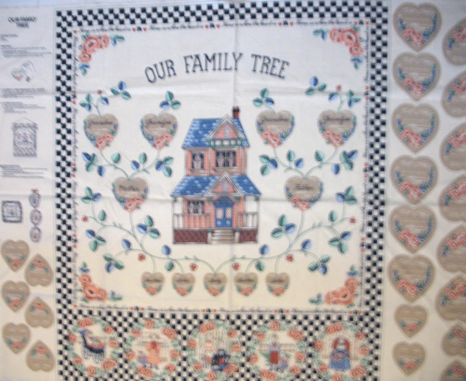 Wamsutta FABRIC PANEL Our Family Tree WALL HANGING cut sew quilt Craft Project - Image 2 of 4