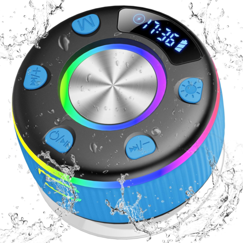 Bluetooth Shower Speaker Wireless 5.3 with Time Display RGB Light Suction Cup IP - Afbeelding 1 van 7