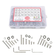 1440PCS M2 M3 M4 304 Stainless Steel Hex Socket Head Cap Metric Bolts Nuts Kit
