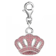 Princess Crown Bead Pendant for European Clip on Charm Jewelry w/ Lobster Clasp