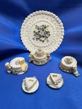 Vintage RARE DISCONTINUED Popular Imports Miniature Resin Tea Set  Mice/Wedding