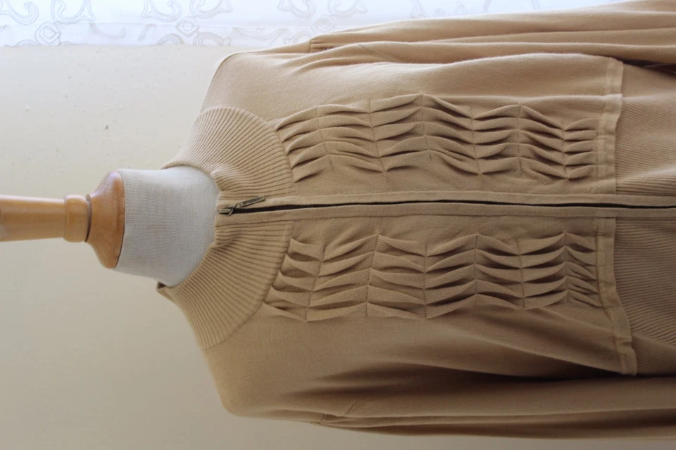 Marc Bouwer -Talla 2X -Art-to-Wear Boho Plisado Funky Cremallera Cárdigan Suéter Chaqueta Foto 3 de 4