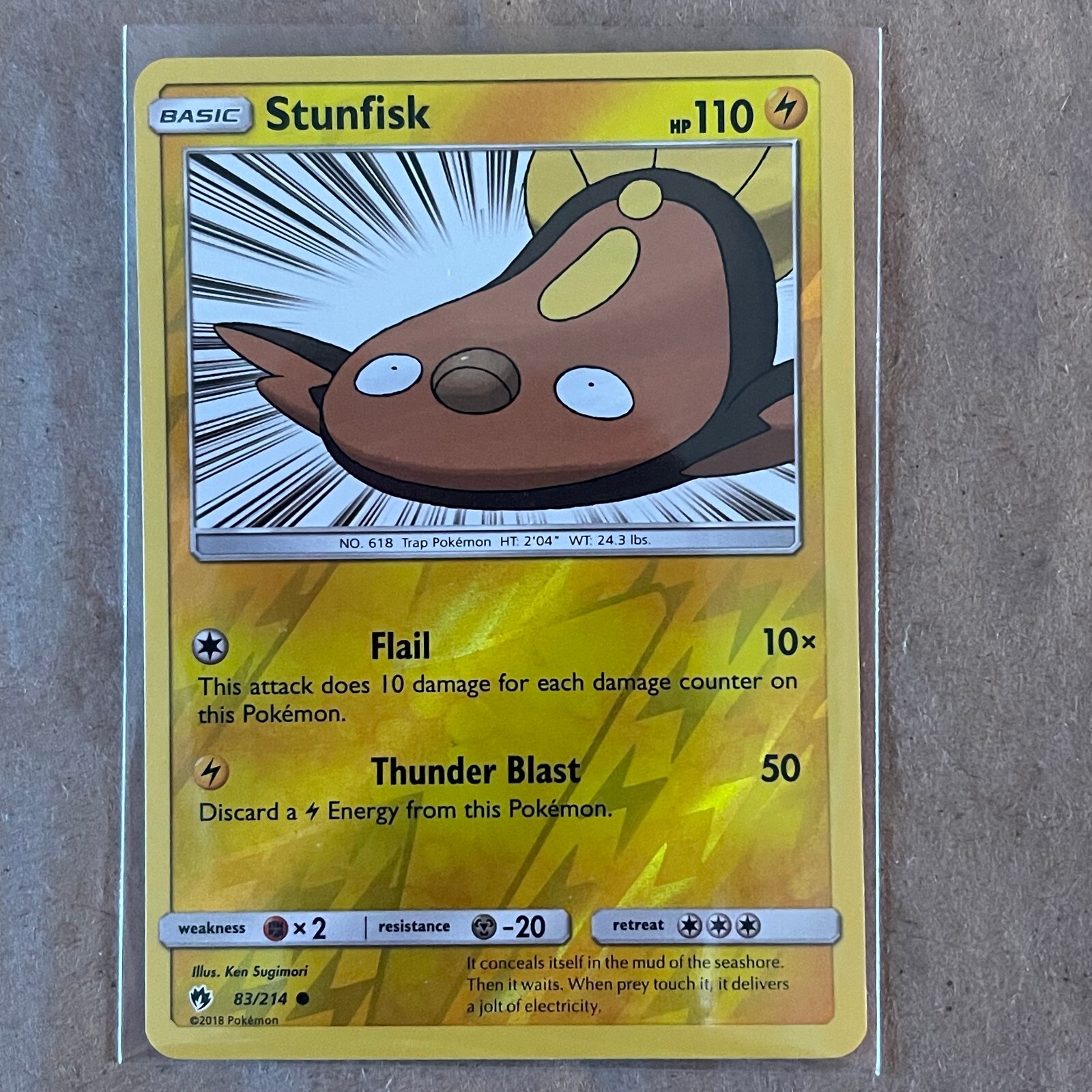 Stunfisk 56/214 Unbroken Bonds Reverse Holo Rare Pokemon Card NM